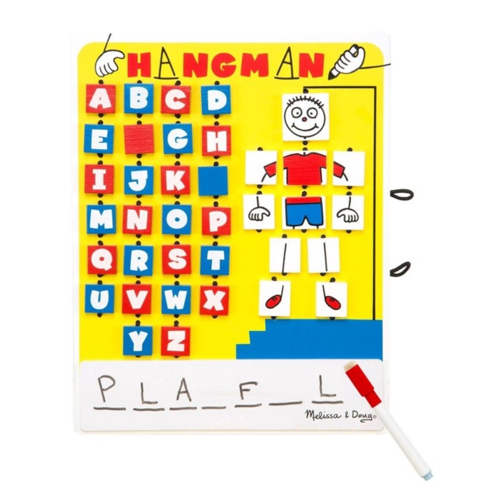 Melissa and Dough Wooden travel hangman game board
